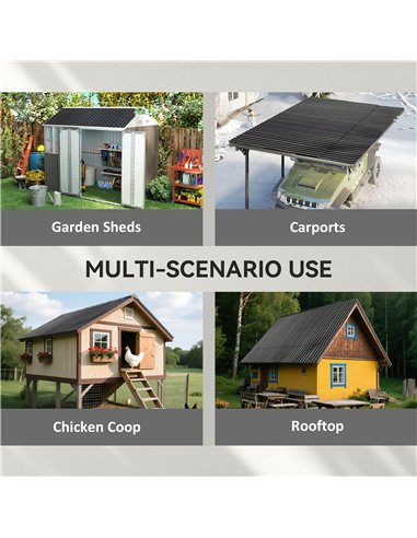 Outsunny Set of 12 Corrugated Steel Roof Sheet Panels - Black