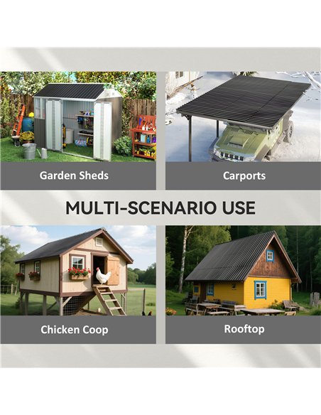 Outsunny Set of 12 Corrugated Steel Roof Sheet Panels - Black - pic 177687 | FastDaddyshop