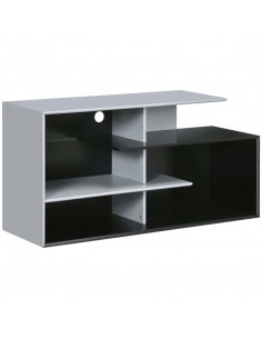 Homcom 1200mm TV Stand with Open Storage Shelves, Black & Grey