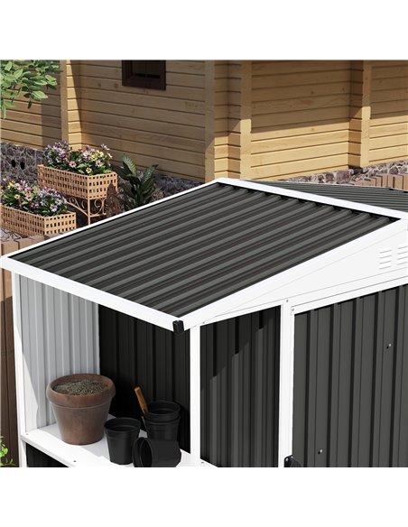 Outsunny Set of 12 Corrugated Steel Roof Sheet Panels - Black - pic 177690 | FastDaddyshop