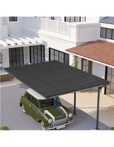 Outsunny Set of 12 Corrugated Steel Roof Sheet Panels - Black