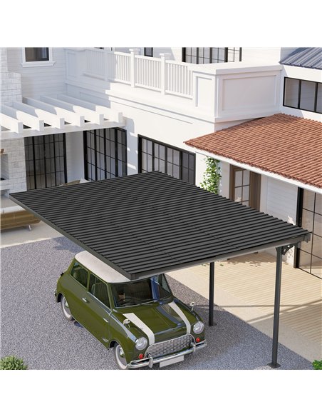 Outsunny Set of 12 Corrugated Steel Roof Sheet Panels - Black - pic 177691 | FastDaddyshop