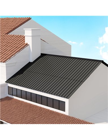 Outsunny Set of 12 Corrugated Steel Roof Sheet Panels - Black