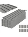 Outsunny Set of 12 Corrugated Steel Roof Sheet Panels - Light Grey