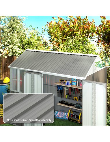 Outsunny Set of 12 Corrugated Steel Roof Sheet Panels - Light Grey