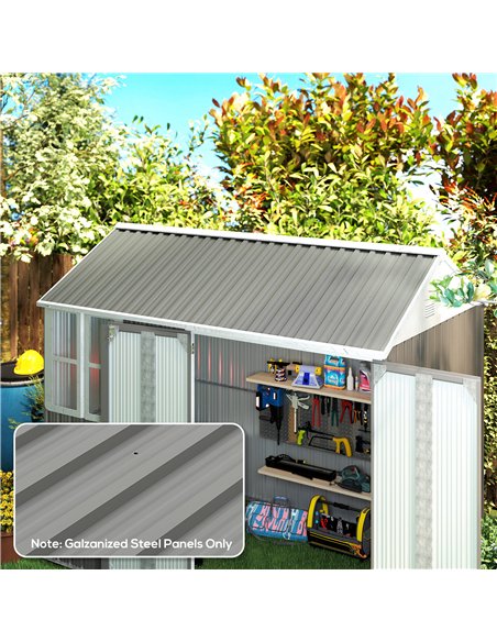 Outsunny Set of 12 Corrugated Steel Roof Sheet Panels - Light Grey - pic 177694 | FastDaddyshop