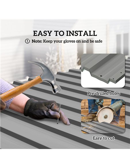 Outsunny Set of 12 Corrugated Steel Roof Sheet Panels - Light Grey - pic 177696 | FastDaddyshop