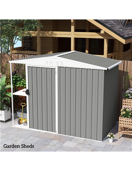 Outsunny Set of 12 Corrugated Steel Roof Sheet Panels - Light Grey - pic 177698 | FastDaddyshop