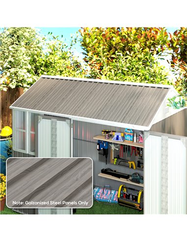 Outsunny Set of 12 Corrugated Steel Roof Sheet Panels - Grey Wood Effect