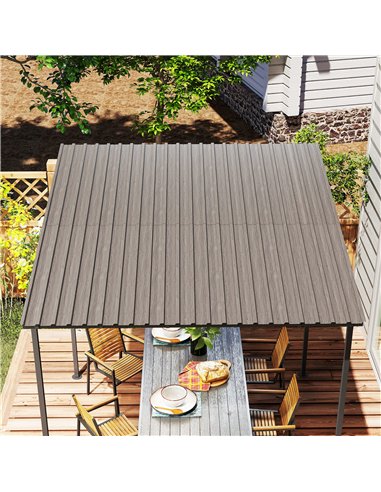 Outsunny Set of 12 Corrugated Steel Roof Sheet Panels - Grey Wood Effect