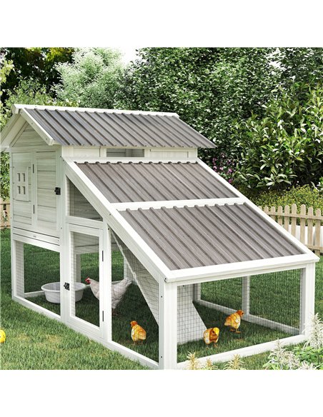 Outsunny Set of 12 Corrugated Steel Roof Sheet Panels - Grey Wood Effect - pic 177710 | FastDaddyshop