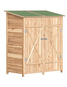 Outsunny 140 x 75 Fir Wood Garden Shed, with Asphalt Roof - Natural