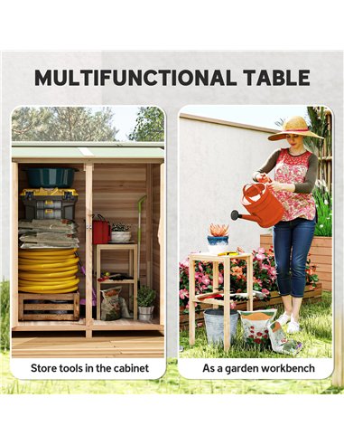 Outsunny 140 x 75 Fir Wood Garden Shed, with Asphalt Roof - Natural