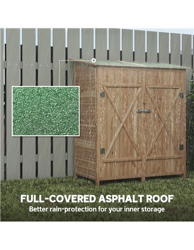 Outsunny 140 x 75 Fir Wood Garden Shed, with Asphalt Roof - Natural