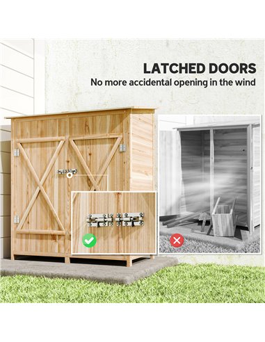 Outsunny 140 x 75 Fir Wood Garden Shed, with Asphalt Roof - Natural
