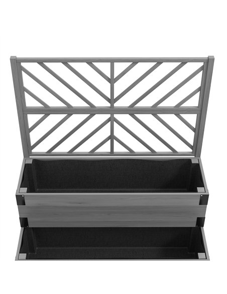 Outsunny Raised Garden Bed with Trellis, 2-Tier Wooden Elevated Planter Box  for Vegetables, Flowers, Herbs, Grey - pic 177728 | FastDaddyshop