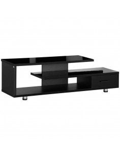 Homcom 1350mm High Gloss TV Stand with Storage Shelf and Drawer, Black