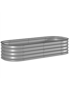 Outsunny Galvanised Raised Garden Bed, Metal Planter Box with Safety Edging, for Flowers, Herbs, Succulents, Silver