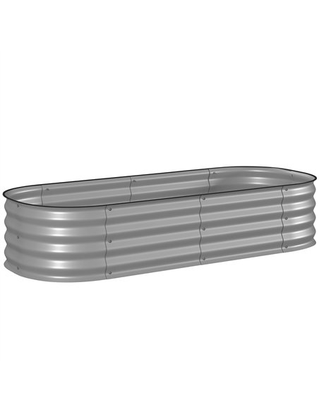 Outsunny Galvanised Raised Garden Bed, Metal Planter Box with Safety Edging, for Flowers, Herbs, Succulents, Silver - pic 177738 | FastDaddyshop