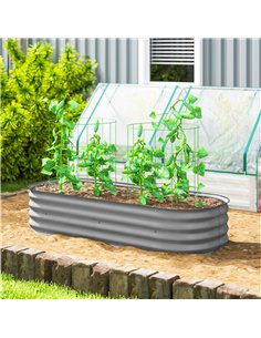 Outsunny Galvanised Raised Garden Bed, Metal Planter Box with Safety Edging, for Flowers, Herbs, Succulents, Silver 2