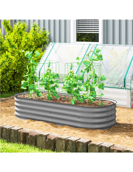 Outsunny Galvanised Raised Garden Bed, Metal Planter Box with Safety Edging, for Flowers, Herbs, Succulents, Silver - pic 177739 | FastDaddyshop