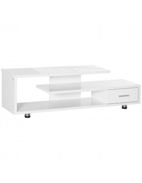 Homcom 1350mm High Gloss TV Stand with Storage Shelf and Drawer, White - pic 17774 | FastDaddyshop