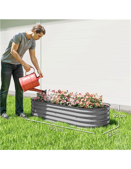 Outsunny Galvanised Raised Garden Bed, Metal Planter Box with Safety Edging, for Flowers, Herbs, Succulents, Silver - pic 177740 | FastDaddyshop
