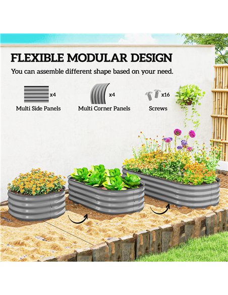 Outsunny Galvanised Raised Garden Bed, Metal Planter Box with Safety Edging, for Flowers, Herbs, Succulents, Silver - pic 177741 | FastDaddyshop