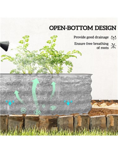 Outsunny Galvanised Raised Garden Bed, Metal Planter Box with Safety Edging, for Flowers, Herbs, Succulents, Silver