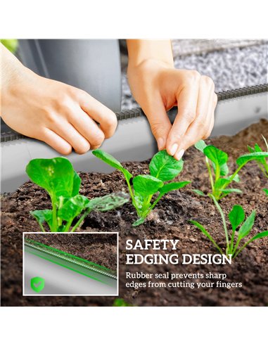 Outsunny Galvanised Raised Garden Bed, Metal Planter Box with Safety Edging, for Flowers, Herbs, Succulents, Silver