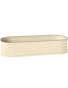 Outsunny Galvanised Raised Garden Bed, Metal Planter Box with Safety Edging, for Flowers, Herbs, Succulents, Cream White