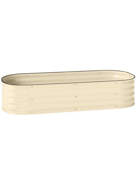 Outsunny Galvanised Raised Garden Bed, Metal Planter Box with Safety Edging, for Flowers, Herbs, Succulents, Cream White - pic 177747 | FastDaddyshop