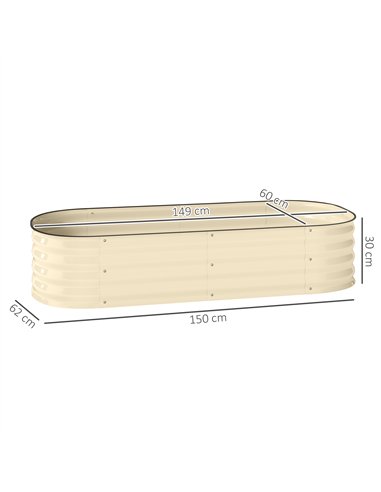 Outsunny Galvanised Raised Garden Bed, Metal Planter Box with Safety Edging, for Flowers, Herbs, Succulents, Cream White