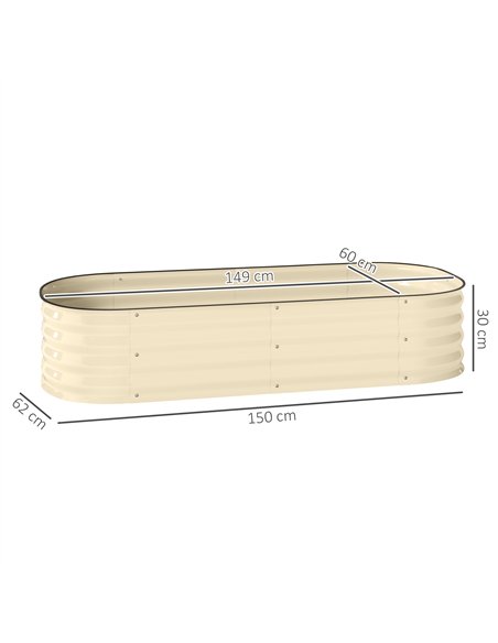 Outsunny Galvanised Raised Garden Bed, Metal Planter Box with Safety Edging, for Flowers, Herbs, Succulents, Cream White - pic 177749 | FastDaddyshop