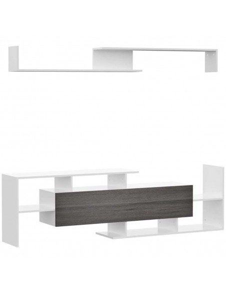 Homcom 1536mm Modern TV Cabinet with Wall Shelf, Storage Shelf, White & Grey - pic 17775 | FastDaddyshop