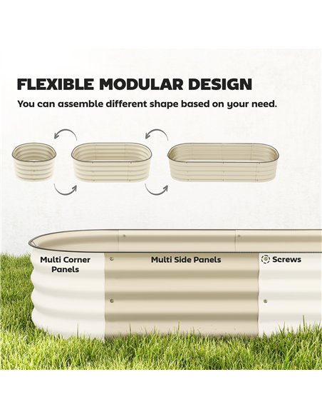 Outsunny Galvanised Raised Garden Bed, Metal Planter Box with Safety Edging, for Flowers, Herbs, Succulents, Cream White - pic 177750 | FastDaddyshop