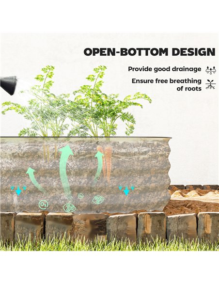 Outsunny Galvanised Raised Garden Bed, Metal Planter Box with Safety Edging, for Flowers, Herbs, Succulents, Cream White - pic 177751 | FastDaddyshop