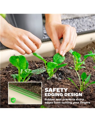 Outsunny Galvanised Raised Garden Bed, Metal Planter Box with Safety Edging, for Flowers, Herbs, Succulents, Cream White