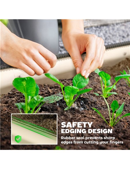 Outsunny Galvanised Raised Garden Bed, Metal Planter Box with Safety Edging, for Flowers, Herbs, Succulents, Cream White - pic 177752 | FastDaddyshop
