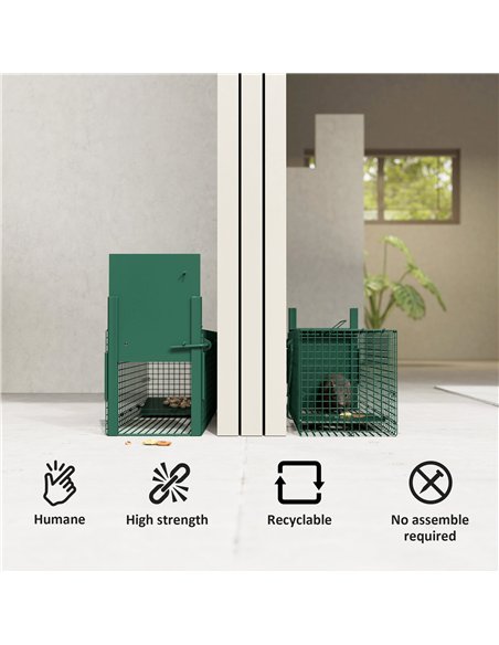 Outsunny Metal Rat Trap with Single Door, for Small Animals, Dark Green - pic 177759 | FastDaddyshop