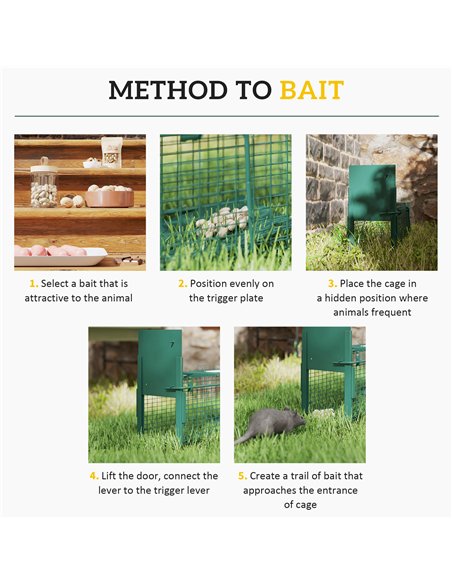 Outsunny Metal Rat Trap with Single Door, for Small Animals, Dark Green - pic 177760 | FastDaddyshop