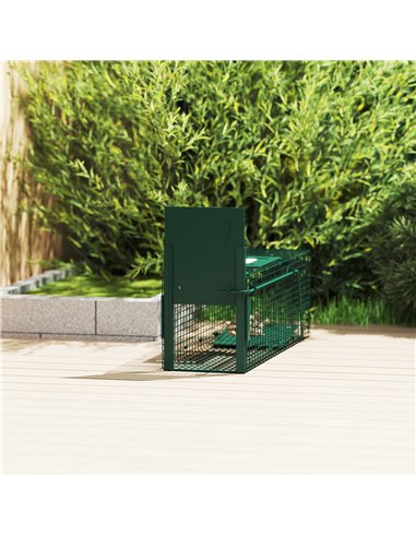 Outsunny Metal Rat Trap with Single Door, for Small Animals, Dark Green
