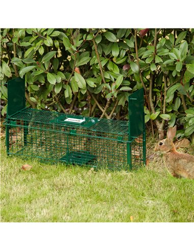 Outsunny Humane Rat Trap, Squirrel Trap with Double Doors, Live Cage Mousetrap for Indoors & Outdoors, Catch and Release Mice, R