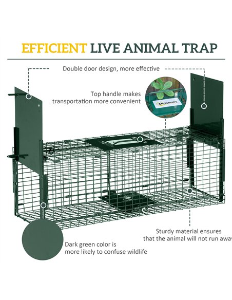 Outsunny Humane Rat Trap, Squirrel Trap with Double Doors, Live Cage Mousetrap for Indoors & Outdoors, Catch and Release Mice, R - pic 177770 | FastDaddyshop