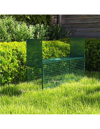 Outsunny Humane Rat Trap, Squirrel Trap with Double Doors, Live Cage Mousetrap for Indoors & Outdoors, Catch and Release Mice, R