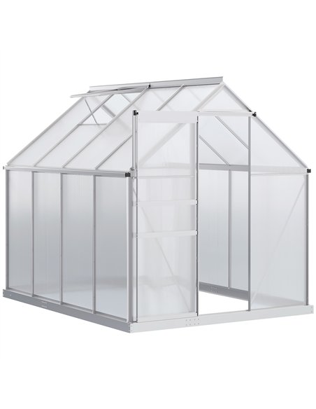 Outsunny 190 x 253 cm Walk-In Polycarbonate Greenhouse - Silver-Tone - pic 177774 | FastDaddyshop