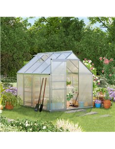 Outsunny 190 x 253 cm Walk-In Polycarbonate Greenhouse - Silver-Tone 2