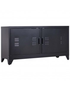 Homcom 1190mm Industrial TV Cabinet Stand with Steel Shelf Doors, Storage, Black