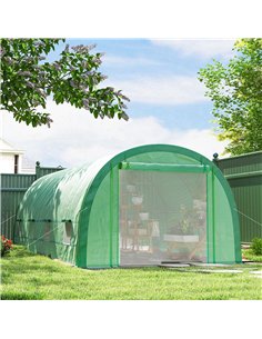 Outsunny 6 x 3(m) Polytunnel Greenhouse with Upgraded Structure, Mesh Door and Windows, 15 Plant Labels, Green 2