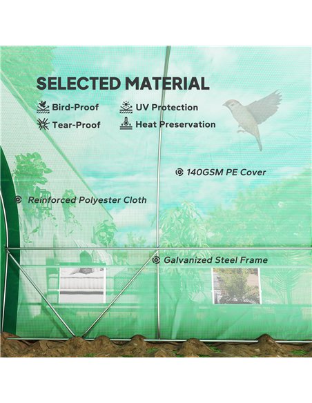 Outsunny 6 x 3(m) Polytunnel Greenhouse with Upgraded Structure, Mesh Door and Windows, 15 Plant Labels, Green - pic 177788 | FastDaddyshop
